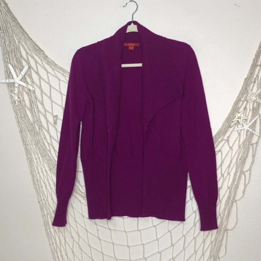 SAFFRON Women's Purple Cashmere Open Front Cardigan Sweater S - Picture 7 of 7